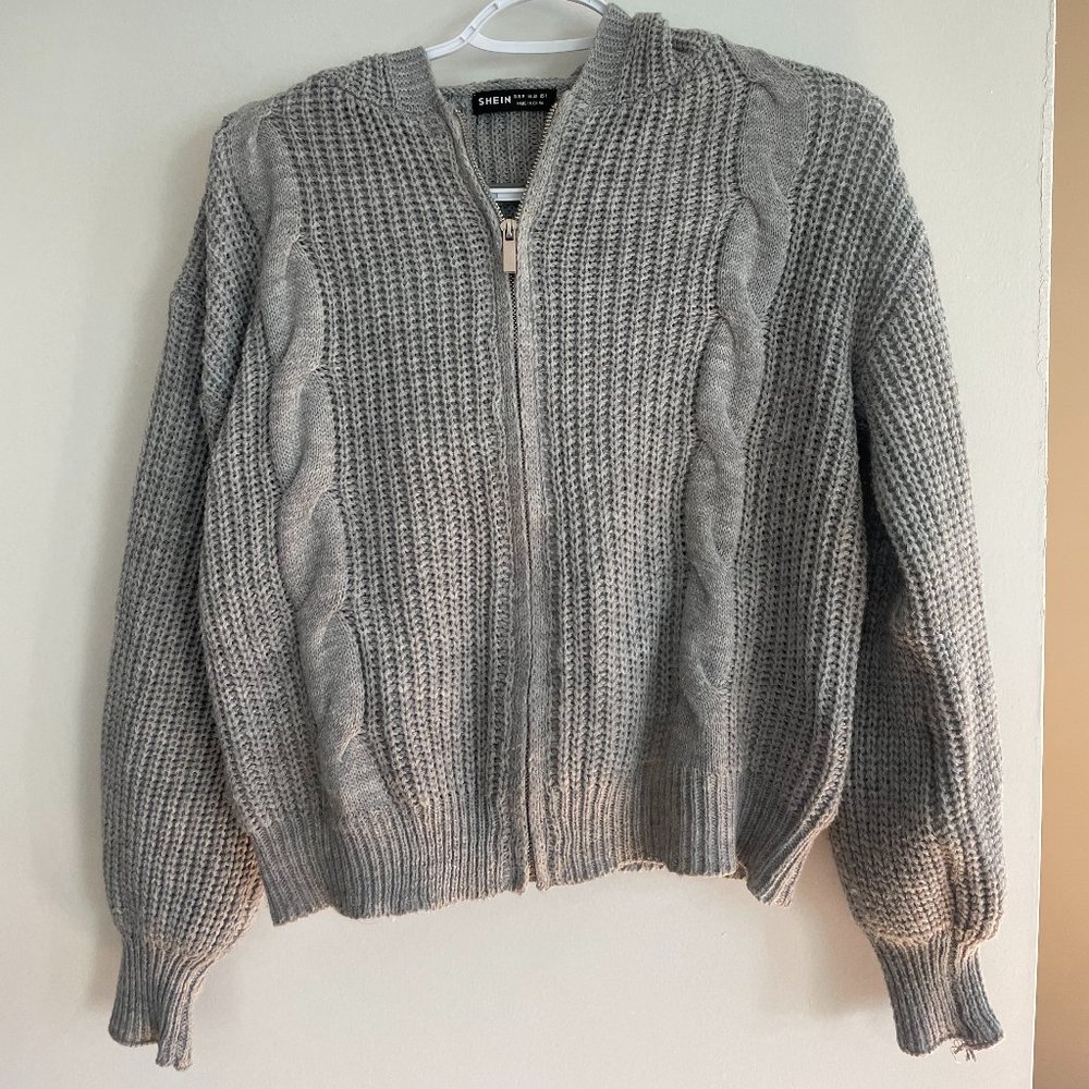 Grey hooded cardigan